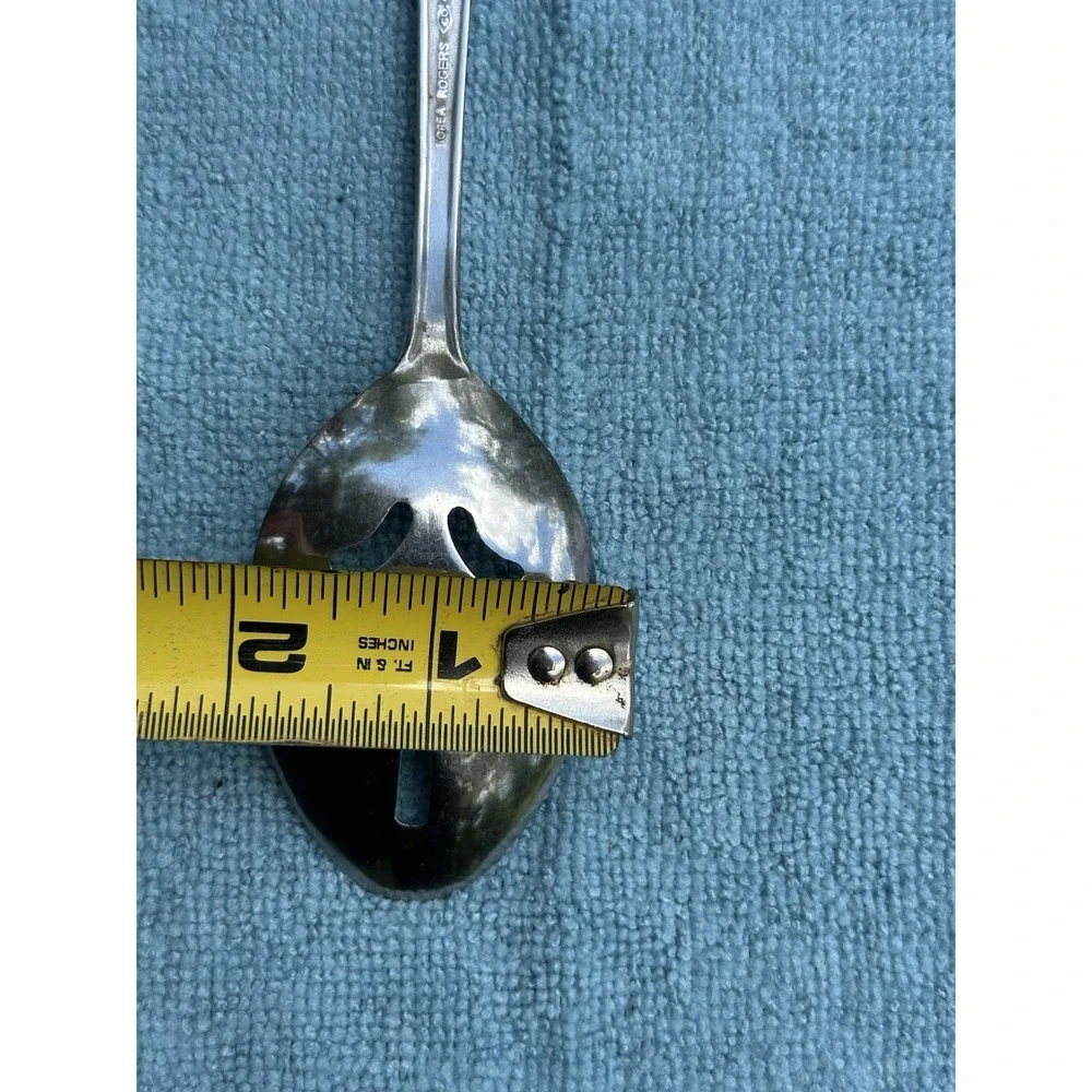 Rogers Floral Mist Pierced Serving Spoon Stainless Korea Discontinued Flatware